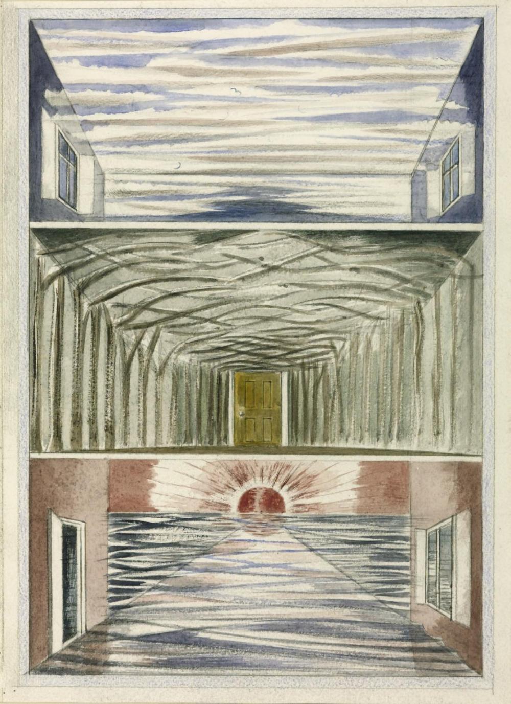 Three Rooms 1937 by Paul Nash 1889-1946